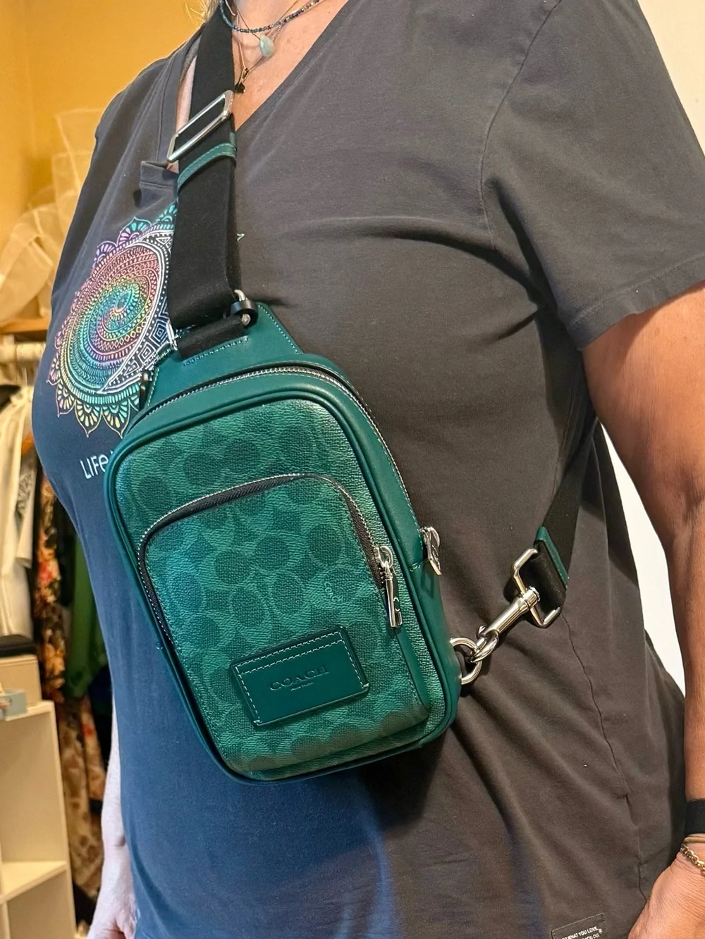 Coach Green Signature Crossbody Slingbag